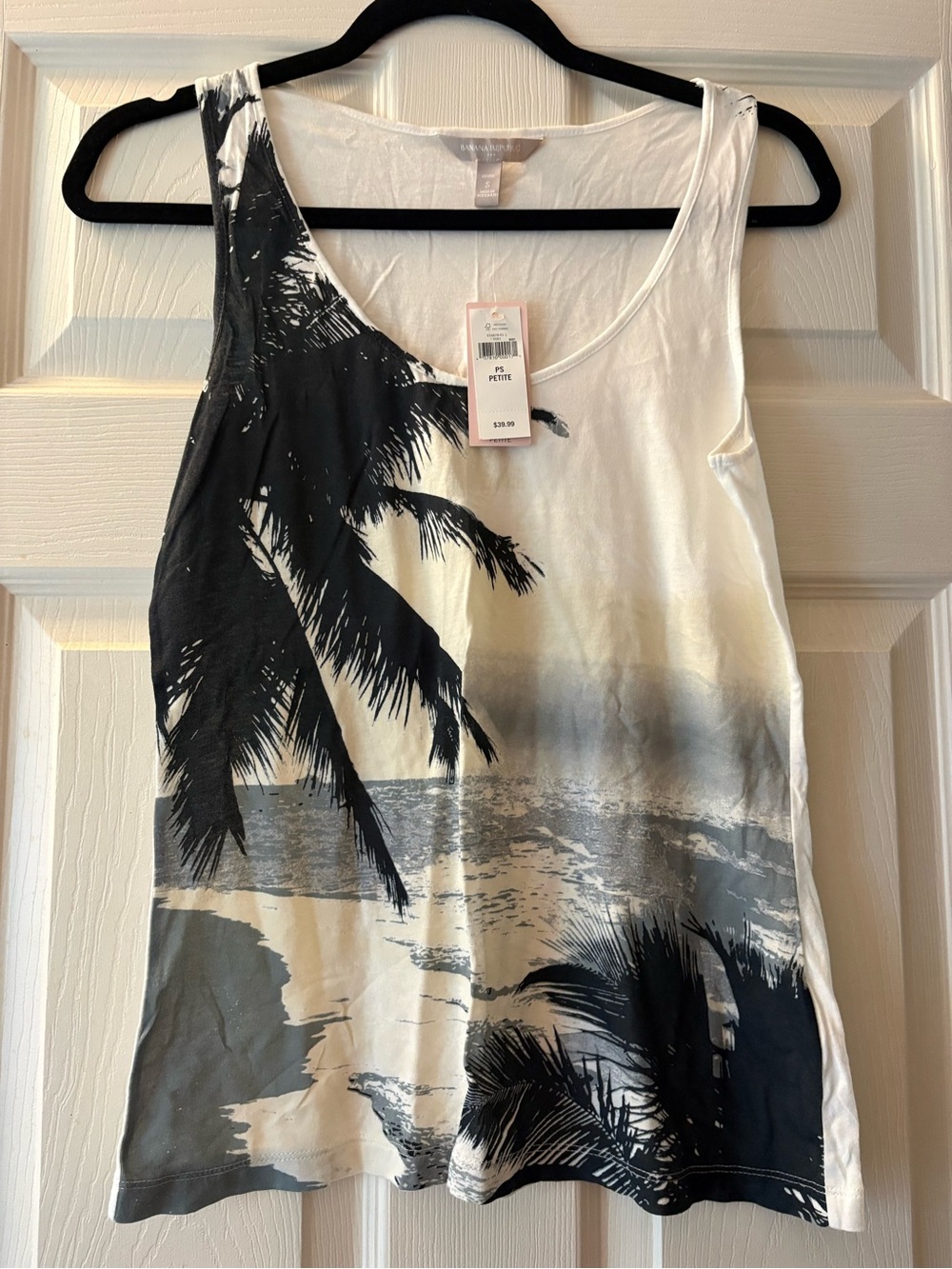 Banana Republic Black & White Palm Beach Tank Top